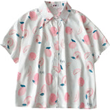 Peach Pattern Printed Blouse Shirt