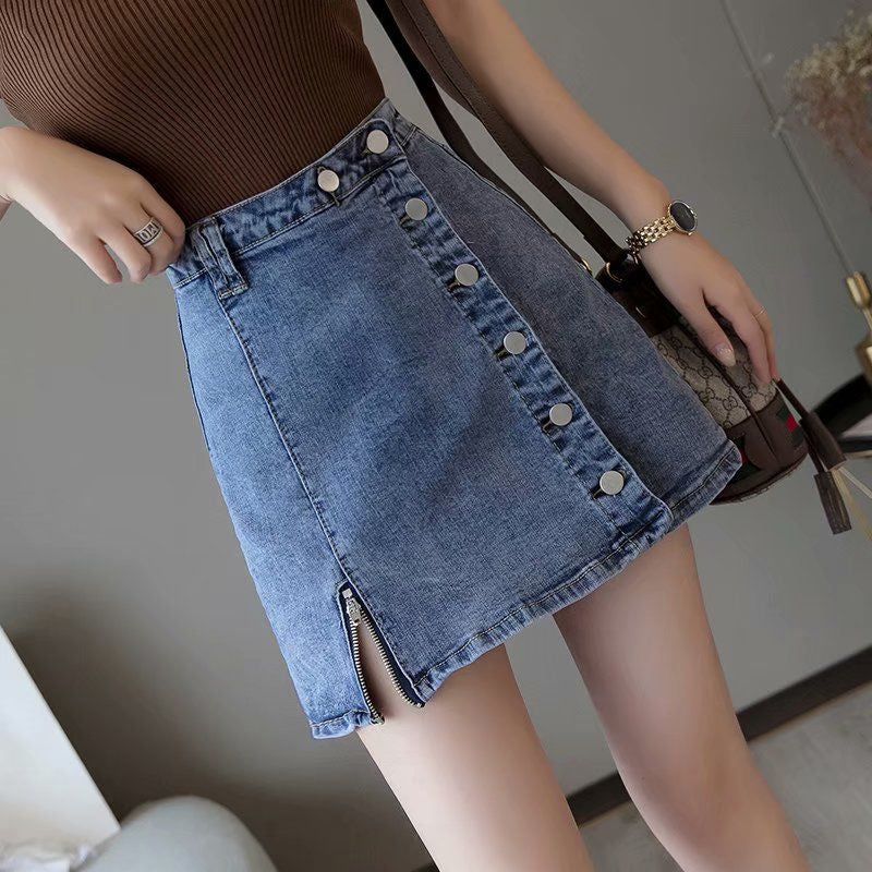 Zipper Button A-Line Sexy Skirt Jeans – Tomscloth