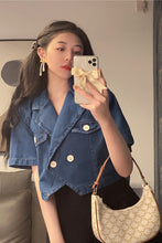 Short Sleeve Irregular Style Denim Shirt