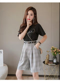 High Waist Plaid Pattern Casual Shorts