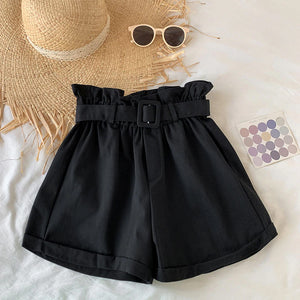 Belted Casual Elastic Summer Shorts