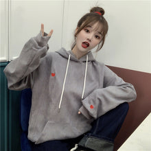 Heart Pattern Embroidered Casual Hoodie