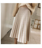 Mid Calf Solid Elastic Knitted Skirt