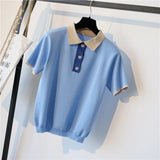 Polo Collar Buttons Knitted Shirt