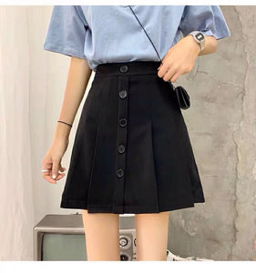 High Waist Button Up Mini Skirt