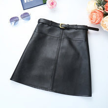 A-Line Leather Skirt With Belt