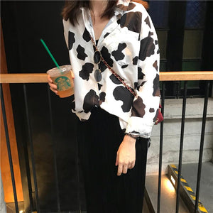 Cow Pattern Printed Loose Shirt
