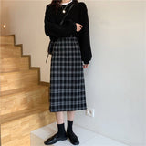 High Waist Sexy Plaid Midi Long Skirts