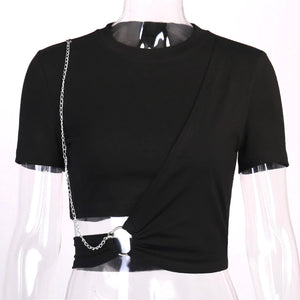 Sexy Hollow Out Chain Gothic Shirt