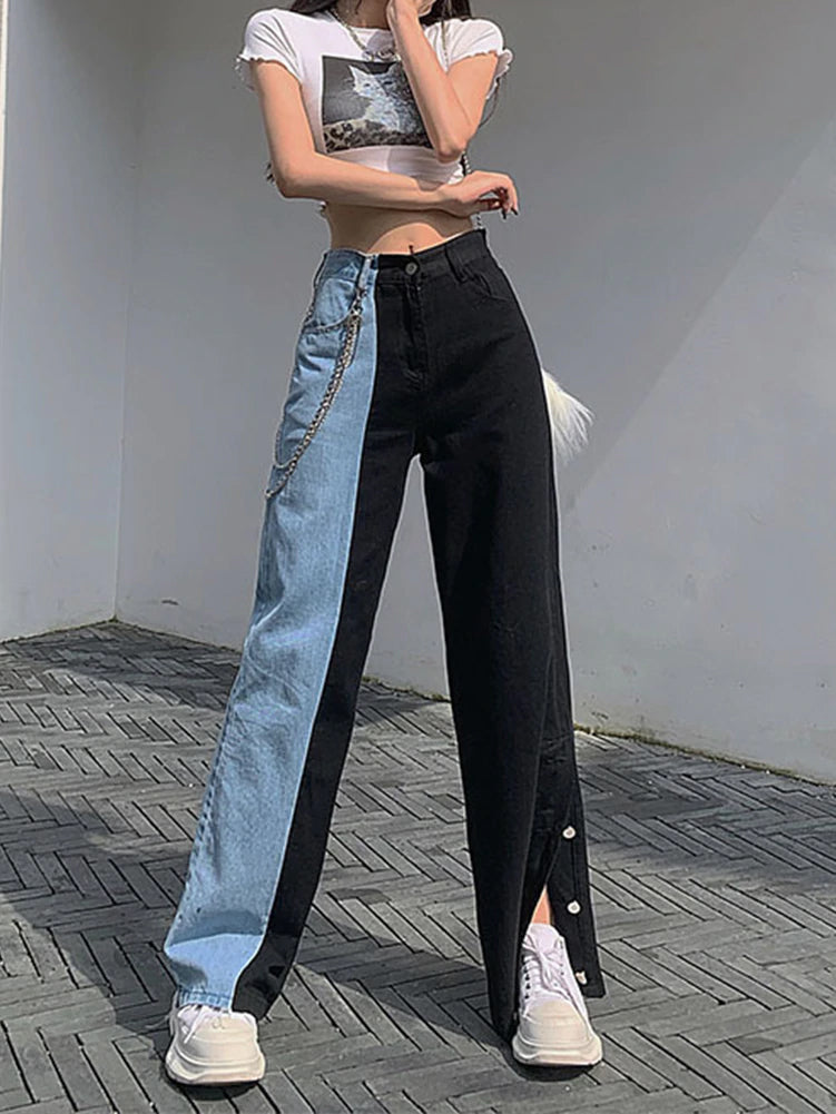 High Waist Two Colors Wide Leg Jeans – Tomscloth