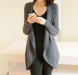 Solid Scarf Collar Cardigan Sweater