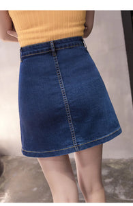 Pockets Button Denim Skirt