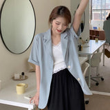 Sweet Colors Loose Short Sleeve Blazer