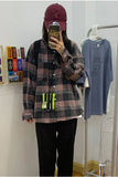 Loose Vintage Plaid Blouse Casual Shirts