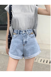 High Waist Retro Crimping Denim Shorts Jeans