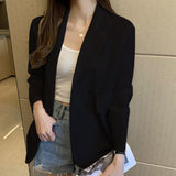 Long Sleeve Notched Solid Elegant Blazers