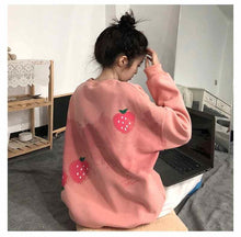 Sweet Strawberry Printed Loose Sweater