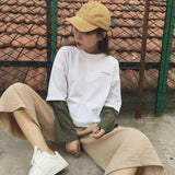 Retro Patchwork Fake Two Piece Long Sleeve Shirt