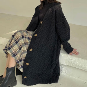 Vintage Twisted Loose Long Knitted Oversized Sweater
