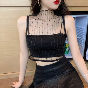 Mesh Lace Sling Sexy Crop Top
