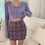 Long Sleeve Knitted Slim Cropped Shirt