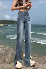 High Waist Split Cut Leg Flare Jeans