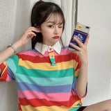 Cute Striped Rainbow Polo Shirt