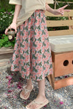 Pink Flowers Pattern Elegant Long Skirts