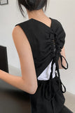 Sexy Drawstring Hollow Sleeveless Vest Slim Dress