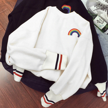 Rainbow Pocket Printed O-Neck Sweatshirt