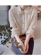 Doll Collar Long Sleeve Chiffon Blouse Shirt