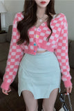 Cute Pink Cropped Cardigan Sweater