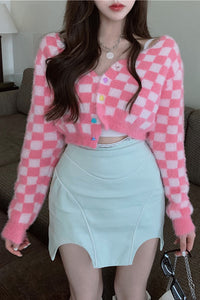 Cute Pink Cropped Cardigan Sweater