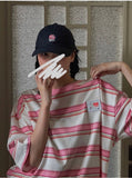 Cute Pink Loose Striped Shirt