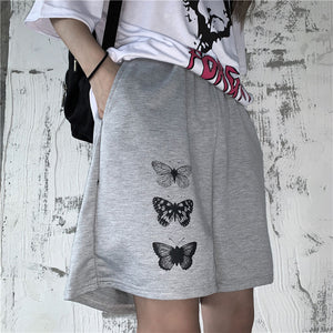 Butterfly Printed Wide Leg Short Pants