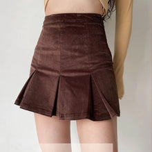 Sexy A-Line Pleated Corduroy Mini Skirt
