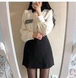 Long Sleeve Cute Sweet Pocket Blouse Shirt