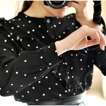 Elegant Polka Dot Ruffle Office Blouse Shirt