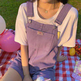Sweet Purple Casual Denim Rompers