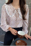 Floral Pattern Peter Pan Collar Long Sleeve Blouse Shirt