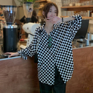 Long Sleeve Checkered Pattern Blouse Shirts