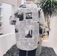 Long Sleeve Newspaper Pattern Shirt