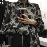 Gothic Tie Dye Pattern Long Sleeve Blouse Shirt