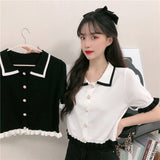 Ruffles Turn Down Collar Cropped Shirt