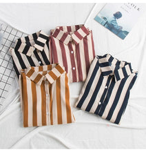 Stripe Chiffon Long Sleeve Blouse Shirt