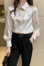 Long Sleeve Elegant Satin Blouse Shirt