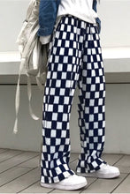 Checkerboard Pattern Wide Leg Pants