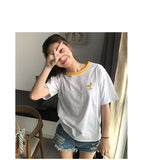  Fruit Embroidered Sleeve Female T-Shirt