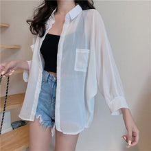 Long Sleeve White Transparent Sexy Shirt