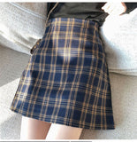 Vintage A-line High Waist Plaid Skirt